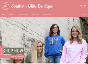 How southernglitzky.com looks like on a tablet such as an iPad.