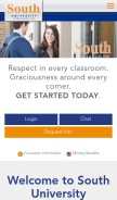 How southuniversity.edu looks like on a mobile device such as an iPhone.