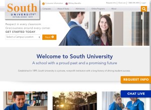 How southuniversity.edu looks like on a tablet such as an iPad.