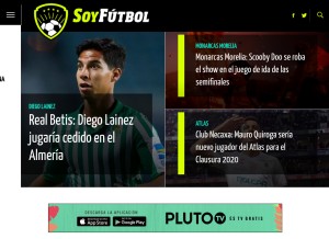 How soyfutbol.com looks like on a tablet such as an iPad.