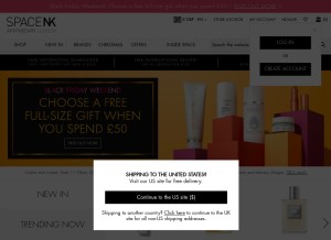 How spacenk.com looks like on a tablet such as an iPad.