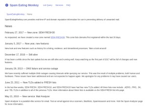 How spameatingmonkey.net looks like on a tablet such as an iPad.