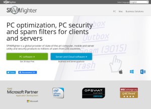How spamfighter.com looks like on a tablet such as an iPad.