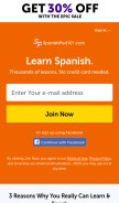 How spanishpod101.com looks like on a mobile device such as an iPhone.