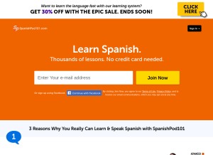 How spanishpod101.com looks like on a tablet such as an iPad.