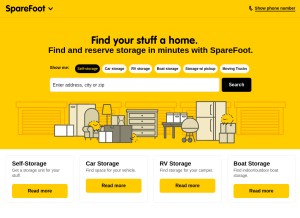 How sparefoot.com looks like on a tablet such as an iPad.