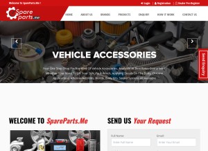 How spareparts.me looks like on a tablet such as an iPad.