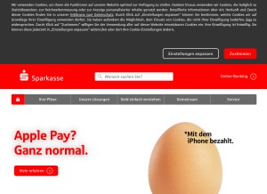 How sparkasse.de looks like on a tablet such as an iPad.