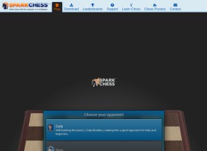 How sparkchess.com looks like on a tablet such as an iPad.