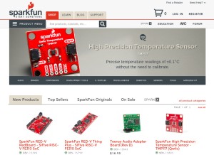 How sparkfun.com looks like on a tablet such as an iPad.