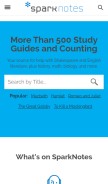 How sparknotes.com looks like on a mobile device such as an iPhone.