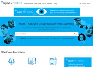 How sparknotes.com looks like on a tablet such as an iPad.