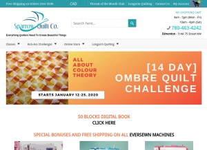 How sparrowquiltco.com looks like on a tablet such as an iPad.