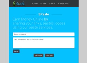 How spaste.com looks like on a tablet such as an iPad.