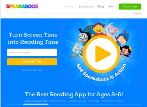How speakaboos.com looks like on a tablet such as an iPad.