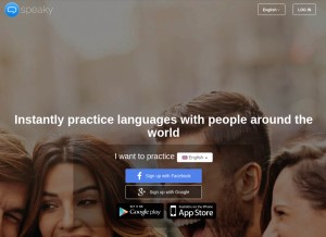 How speaky.com looks like on a tablet such as an iPad.