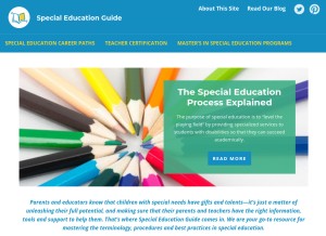How specialeducationguide.com looks like on a tablet such as an iPad.