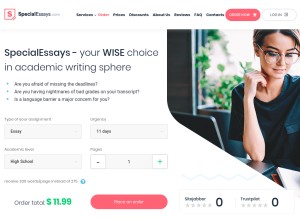 How specialessays.com looks like on a tablet such as an iPad.