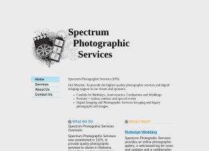 How spectrumphotographic.com looks like on a tablet such as an iPad.