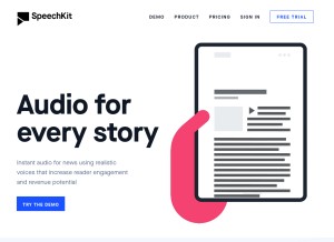 How speechkit.io looks like on a tablet such as an iPad.