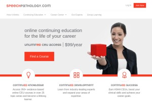 How speechpathology.com looks like on a tablet such as an iPad.