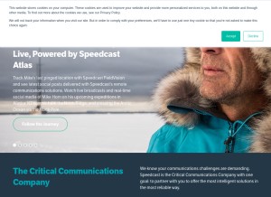 How speedcast.com looks like on a tablet such as an iPad.