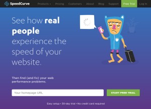How speedcurve.com looks like on a tablet such as an iPad.