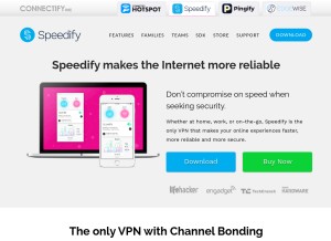 How speedify.com looks like on a tablet such as an iPad.