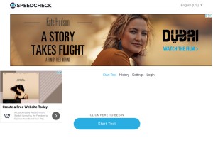 How speedspot.org looks like on a tablet such as an iPad.