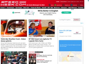 How speedweek.com looks like on a tablet such as an iPad.