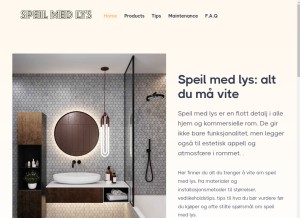 How speil-med-lys.no looks like on a tablet such as an iPad.