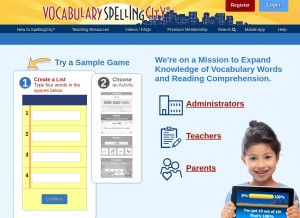 How spellingcity.com looks like on a tablet such as an iPad.