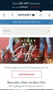 How sperry.com looks like on a mobile device such as an iPhone.
