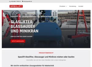How spexlift.de looks like on a tablet such as an iPad.