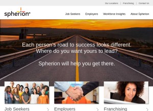 How spherion.com looks like on a tablet such as an iPad.