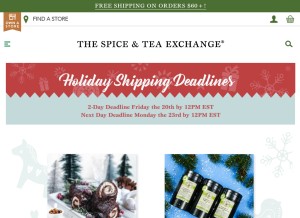 How spiceandtea.com looks like on a tablet such as an iPad.