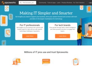 How spiceworks.com looks like on a tablet such as an iPad.