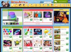 How spielaffe.de looks like on a tablet such as an iPad.
