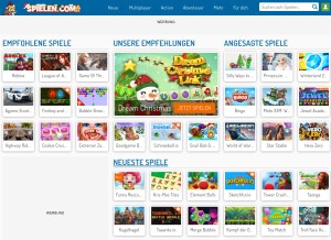 How spielen.com looks like on a tablet such as an iPad.