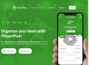 How spielerplus.de looks like on a tablet such as an iPad.
