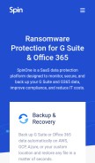 How spinbackup.com looks like on a mobile device such as an iPhone.