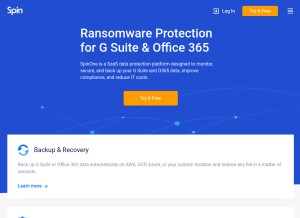How spinbackup.com looks like on a tablet such as an iPad.