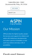 How spininc.org looks like on a mobile device such as an iPhone.