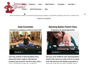 How spinningbabies.com looks like on a tablet such as an iPad.