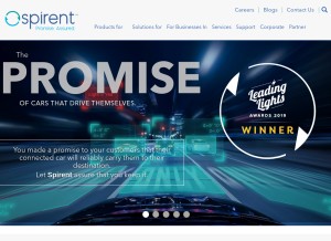 How spirent.com looks like on a tablet such as an iPad.