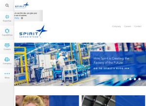 How spiritaero.com looks like on a tablet such as an iPad.