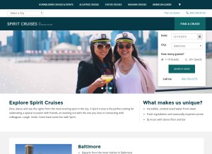 How spiritcruises.com looks like on a tablet such as an iPad.