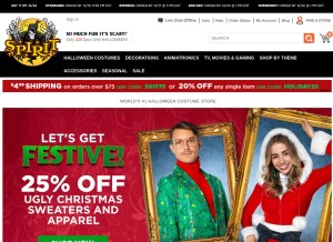 How spirithalloween.com looks like on a tablet such as an iPad.