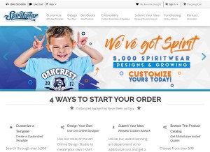 How spiritwear.com looks like on a tablet such as an iPad.