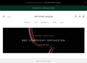 How spitfireaudio.com looks like on a tablet such as an iPad.